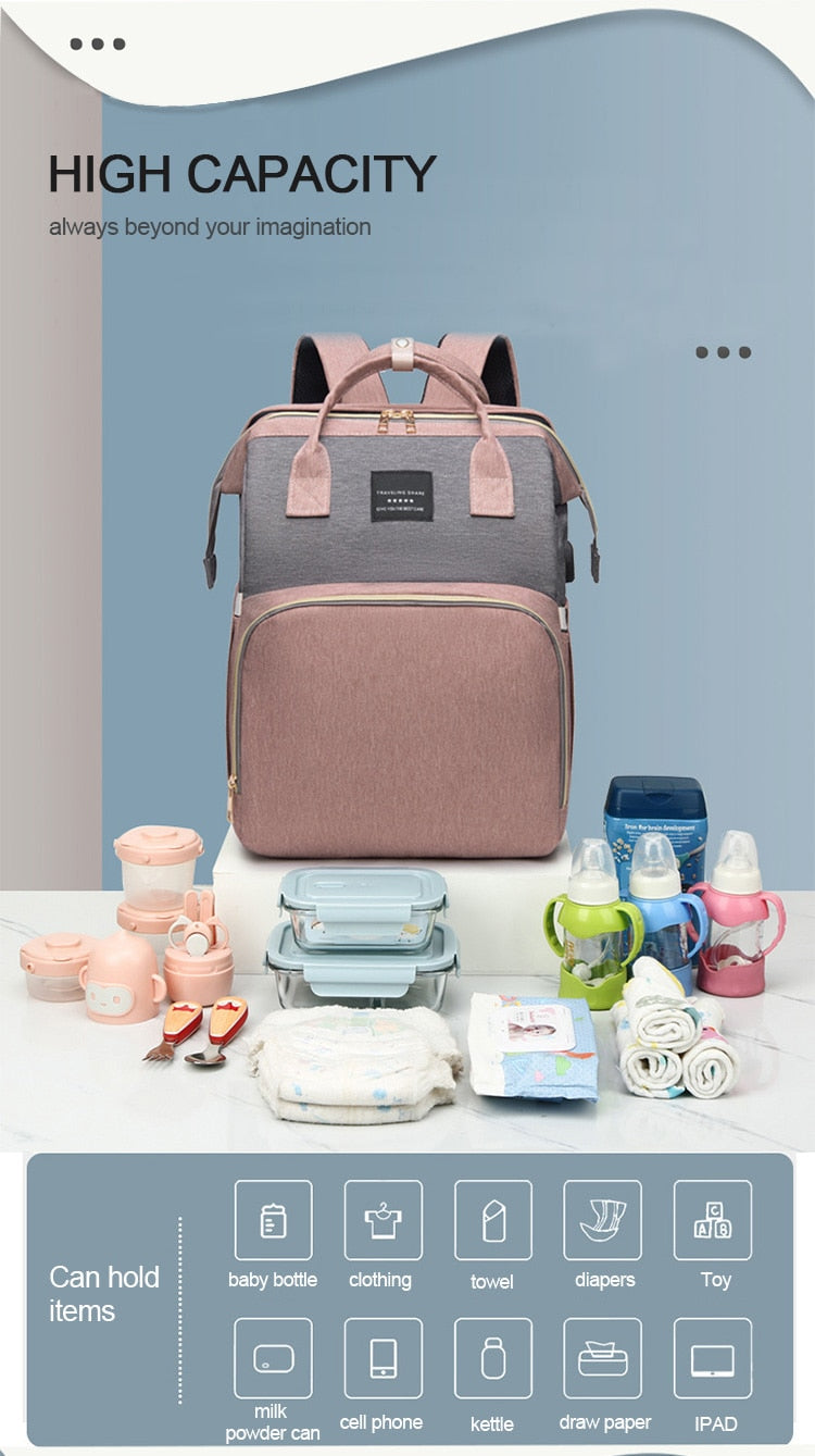 Large capacity Lightweight Portable Bag with Folding Crib Bed