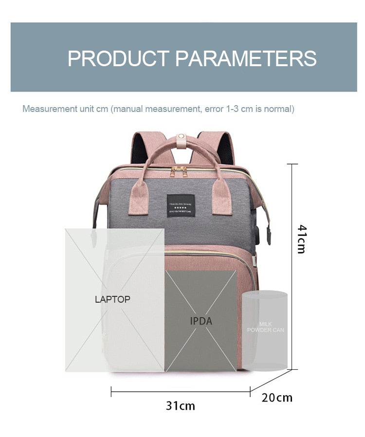 Large capacity Lightweight Portable Bag with Folding Crib Bed