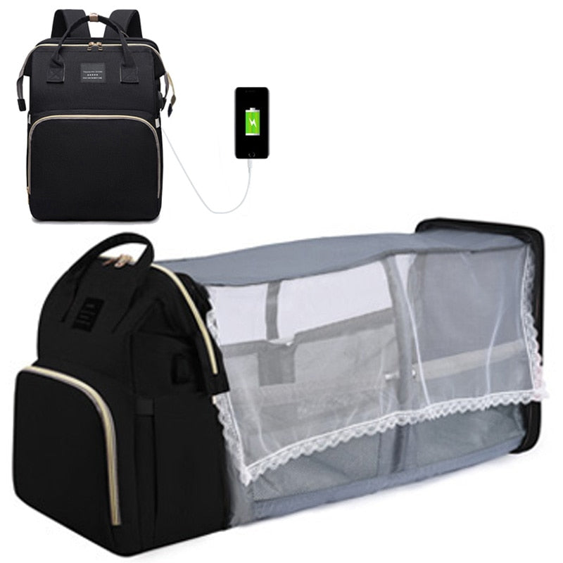 Large capacity Lightweight Portable Bag with Folding Crib Bed