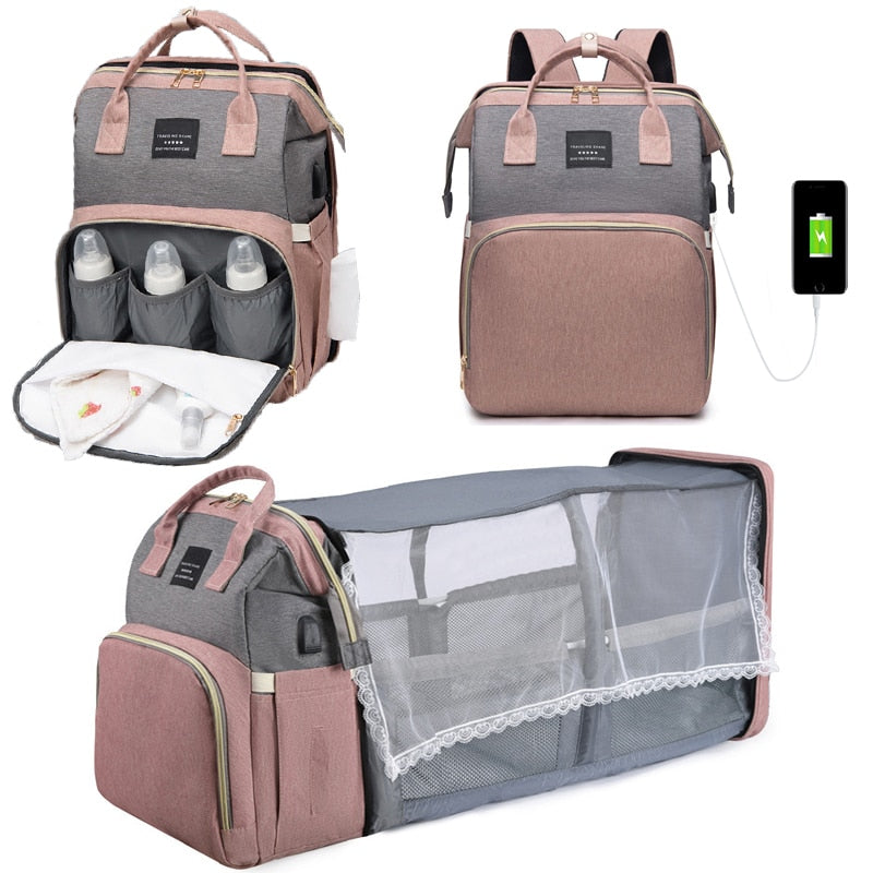 Large capacity Lightweight Portable Bag with Folding Crib Bed