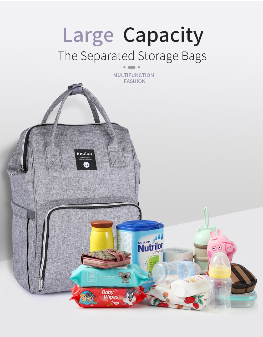 Multi-function Large Capacity Waterproof Diaper Bag