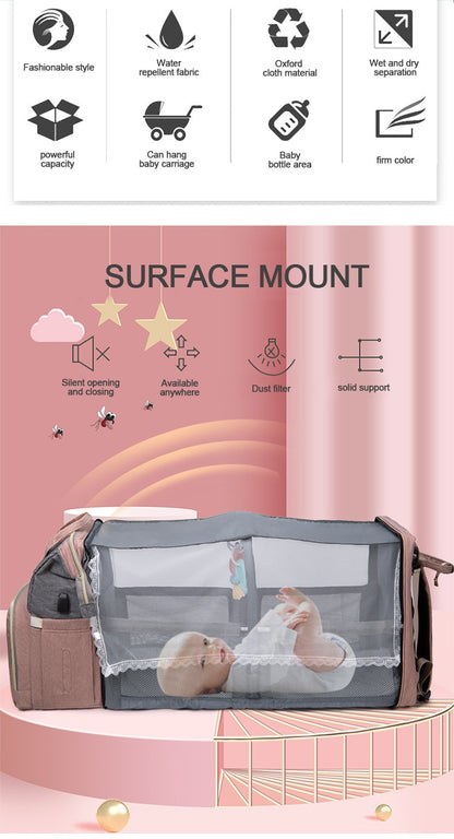 Large capacity Lightweight Portable Bag with Folding Crib Bed