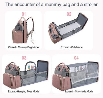 Large capacity Lightweight Portable Bag with Folding Crib Bed