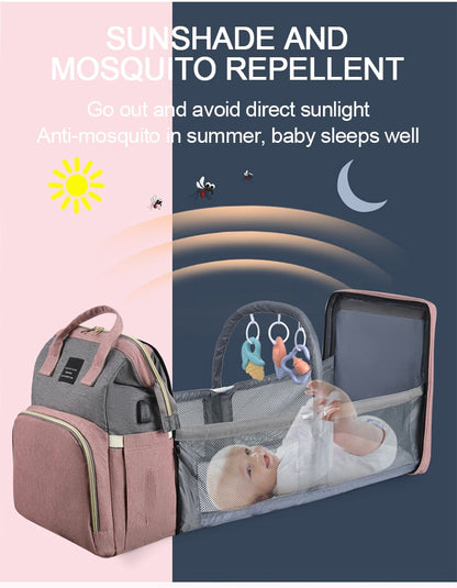 Large capacity Lightweight Portable Bag with Folding Crib Bed