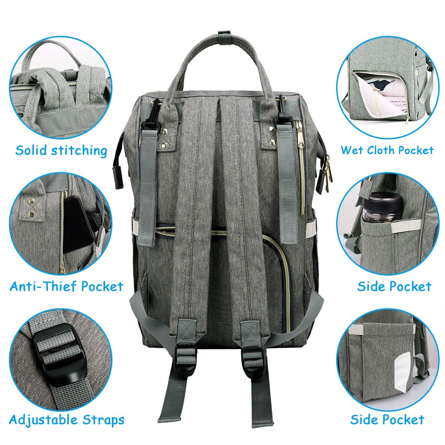 Large Capacity Waterproof Diaper Bag