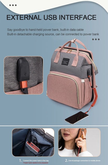 Large capacity Lightweight Portable Bag with Folding Crib Bed